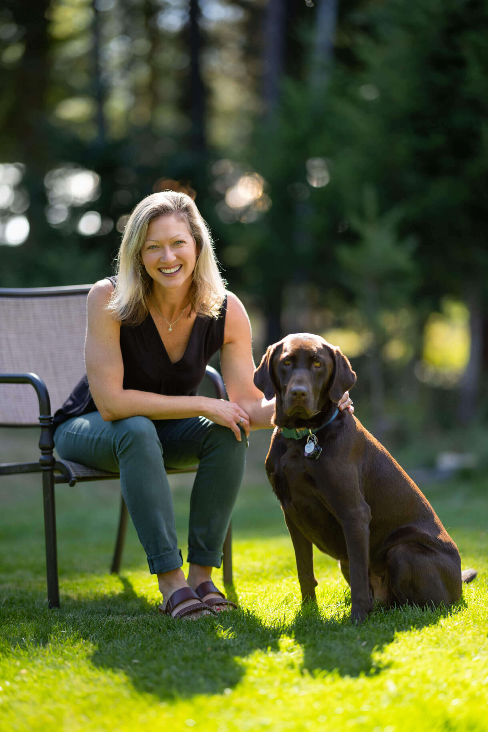 Emily Buscema sitting with her dog Sage